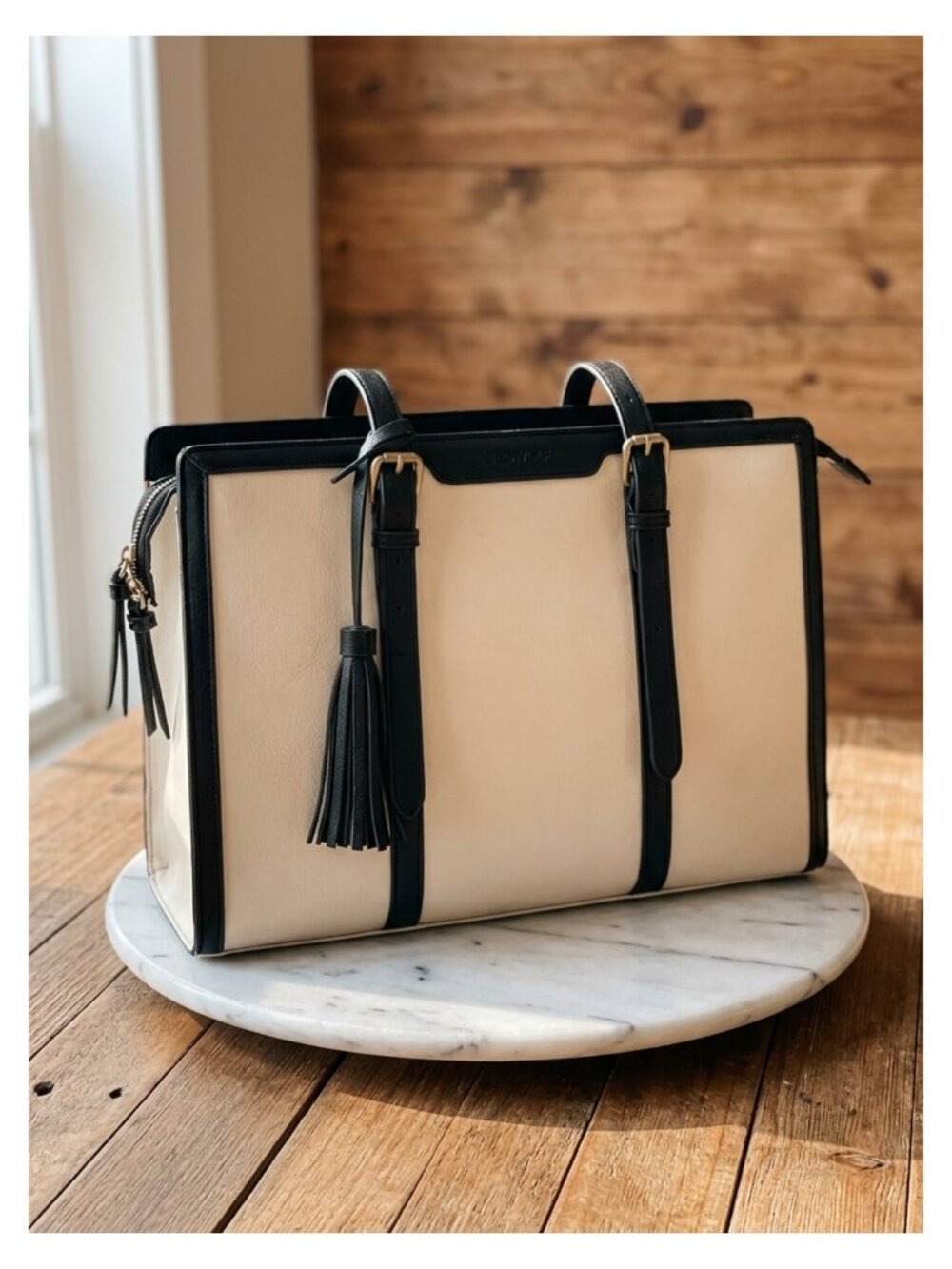 ECOSUSI Vegan Leather Laptop Tote Bag for 15.6" Work Business Office